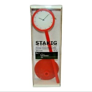 Ikea Stakig Red Stand Analog 6.5" Clock w/ Suction Cup NEW